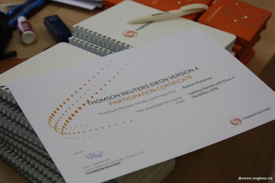 MGIMO Staff Take Advanced Training Course Thomson Reuters Eikon MGIMO Staff Take Advanced Training Course Thomson Reuters Eikon